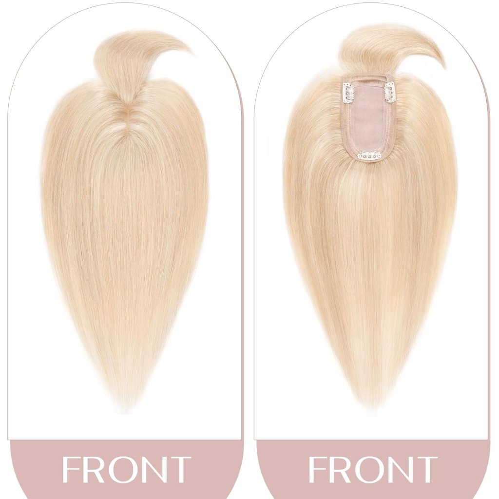 Human Hair Topper with Bangs - Real Human Hair Toppers for Women with Thin Hair