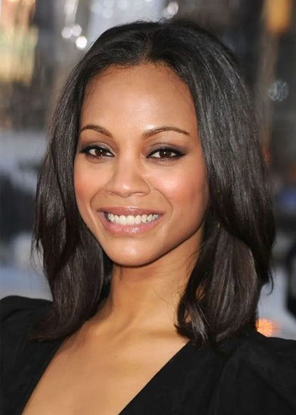 Women's Inspired Wavy Bob Hairstyles Shoulder Length Human Hair Wig Lace Front Wigs 14Inch