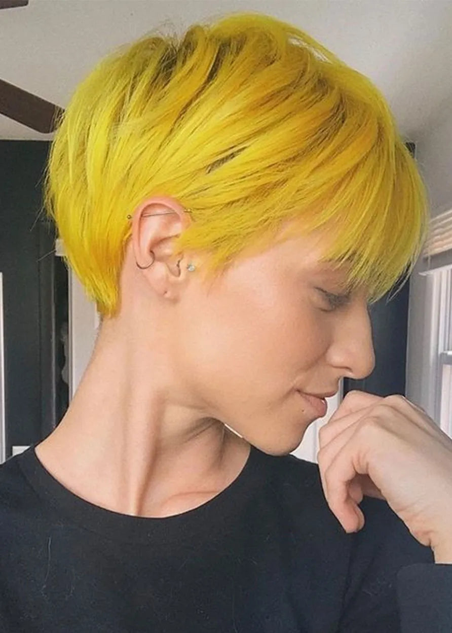 Pixie Cut Short Hairstyles Women's Straight Synthetic Hair Capless Wigs 6Inch