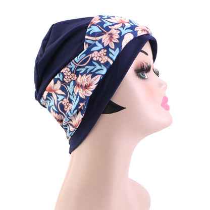 New Cross-Border Bohemian Style Printed Cross-Turban Hat, Elastic Head Wrap Hat, Hair Care Hat Jdt-505