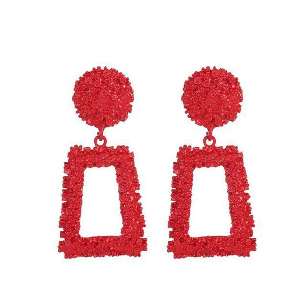 Women/Ladies Korean Style Geometric Pattern E-Plating Technic Alloy Material Drop Earrings