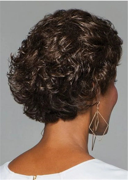 Pixie Choppy Cut Synthetic Hair Short Wavy Capless Wig 10 Inches