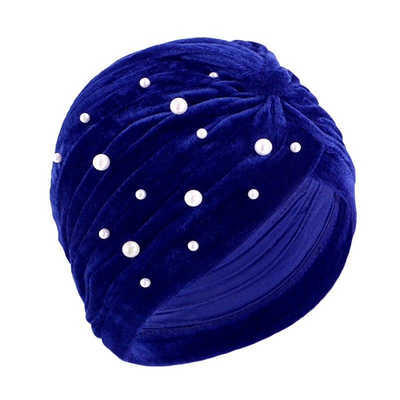Cross-border supply starry Pearl Diamond flannel headscarf hat pleated Indian hat toe cap TJM-21F