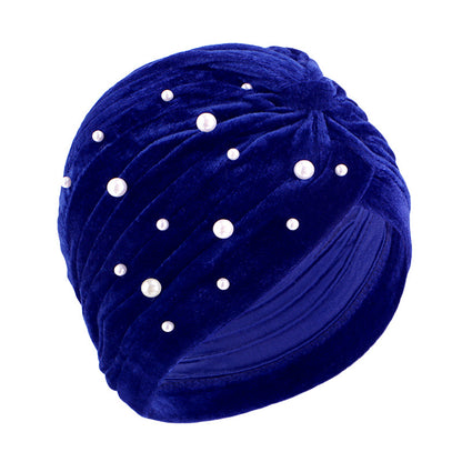 Cross-border supply starry Pearl Diamond flannel headscarf hat pleated Indian hat toe cap TJM-21F