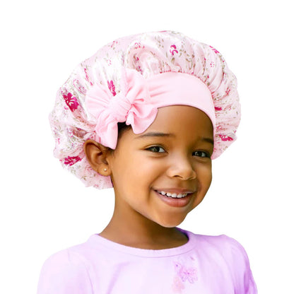 Cross-border Children's Hat Color Printed Nightcap Baby's Ribbon Tape Hat Shower Cap JDKB-21C
