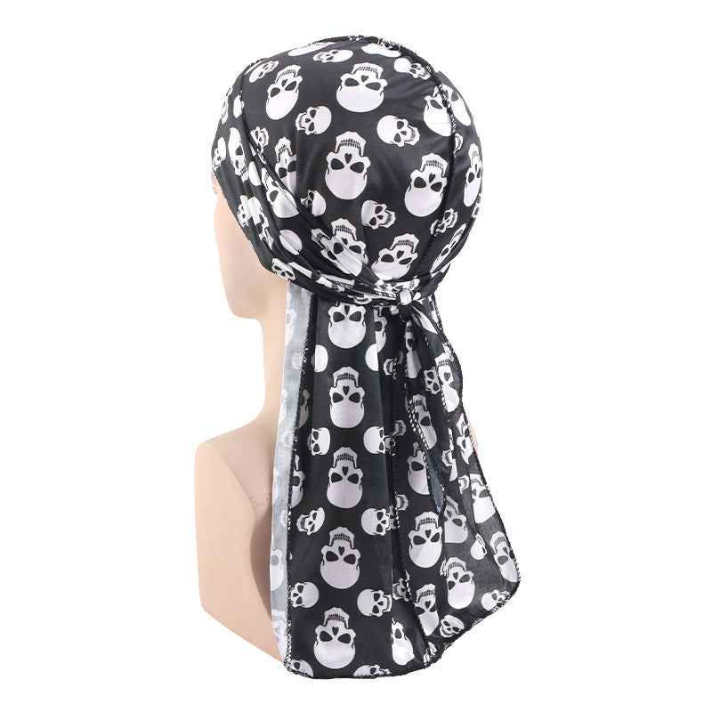 Cross-Border New Style Imitation Silk Camouflage Headscarf Hat, Long-Tailed Pirate Hat, Tie-On Head Wrap Hat Tjm-05-3H