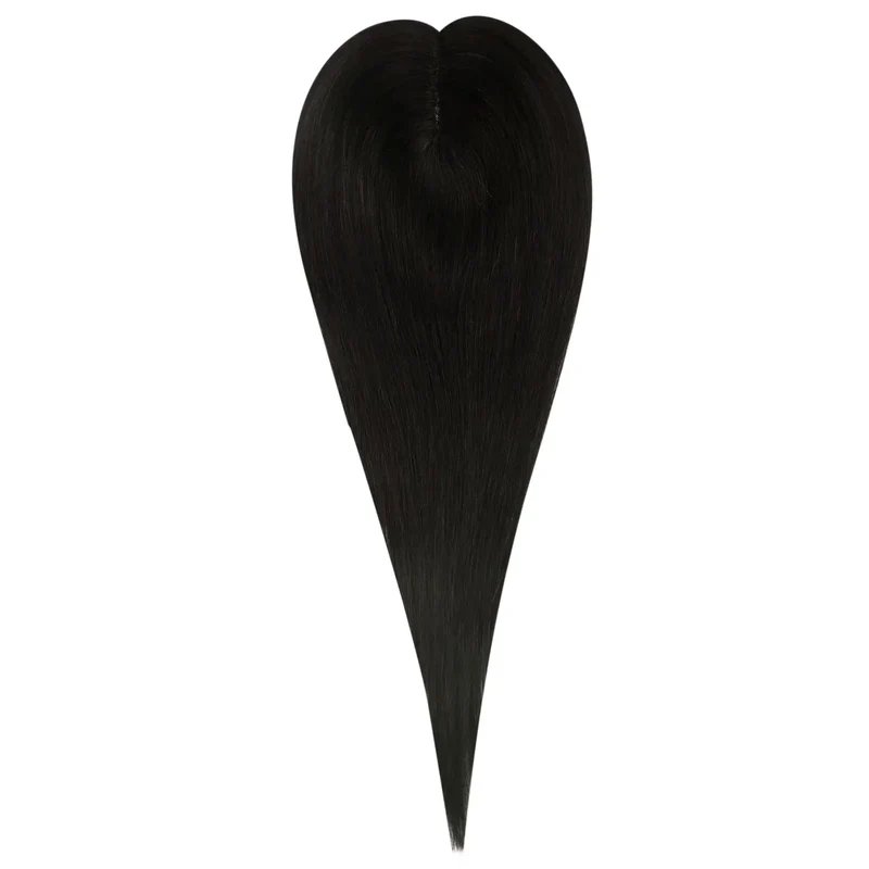 Human Hair Toppers Invisible Wiglet Hair pieces Without Bangs Off Black #1B[Density Upgrade 150%]