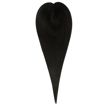 Human Hair Toppers Invisible Wiglet Hair pieces Without Bangs Off Black #1B[Density Upgrade 150%]