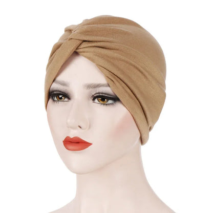 Pure Colour Soft Women Flower Turban