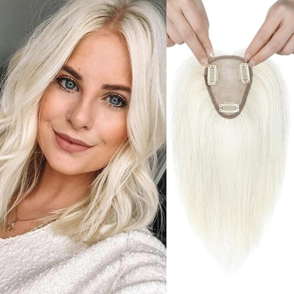 Real Human Hair Topper 10 inch Women Hair Toppers for Thinning Hair Light Grey Wigs