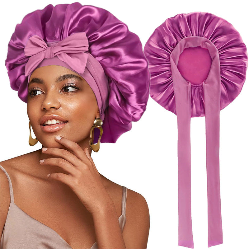 Logo Customized Satin Elastic Ribbon Nightcap Turban Hat Clothing Hat Beauty Chemotherapy Hat Jdb-301L