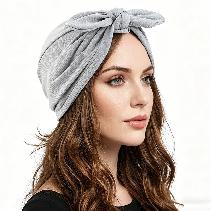 European and American new bow shaped headscarf hat for women, fashionable elastic headband cloth hat JDT-521