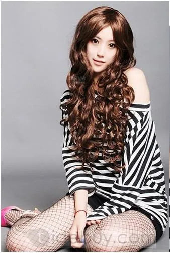 Fashion Natural Long Wavy 24 Inches Capless Wig