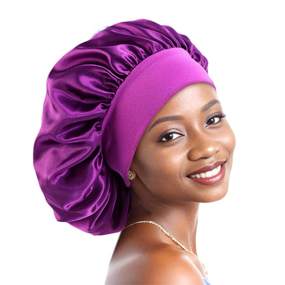 Professional Custom Printing of Logo Large Satin Wide-Brimmed Sleep Cap, Beauty and Hair Care Cap, Headscarf Cap, Direct from the Source Factory