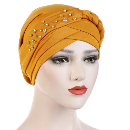 Beads Pure Colour Turban For Women