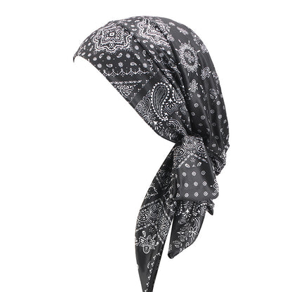 New Cross-Border Supply of Elastic Printed Ribbon Headscarf Hats, Head Wraps, Base Hats, Chemotherapy Hats