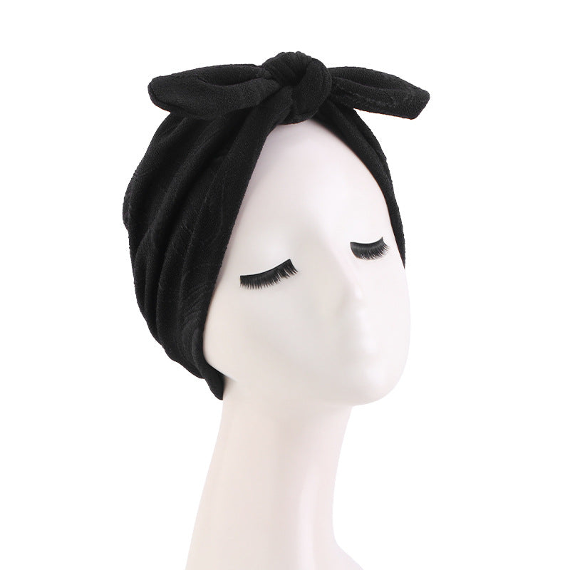 European and American new bow shaped headscarf hat for women, fashionable elastic headband cloth hat JDT-521