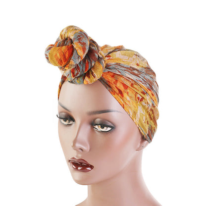 Bali Yarn Tie-Dye Scarf Cap Ethnic Style Tie Tape Cap African Wrap Scarf WJ-24