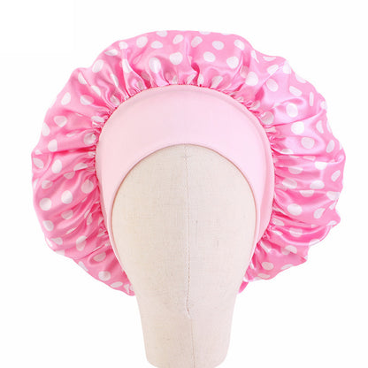 Children's Stretch Wide-brimmed Satin Nightcap Printed Hood JDKB-21A