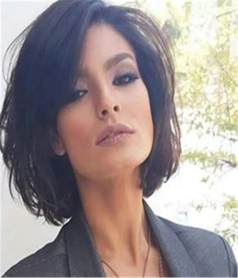 Short Wavy Human Hair Capless Wig 14 Inches