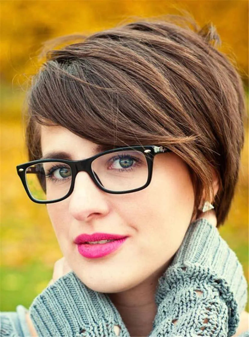 Short Chic Pixie Straight Glamour Synthetic Hair Capless Women Wig 6 Inches