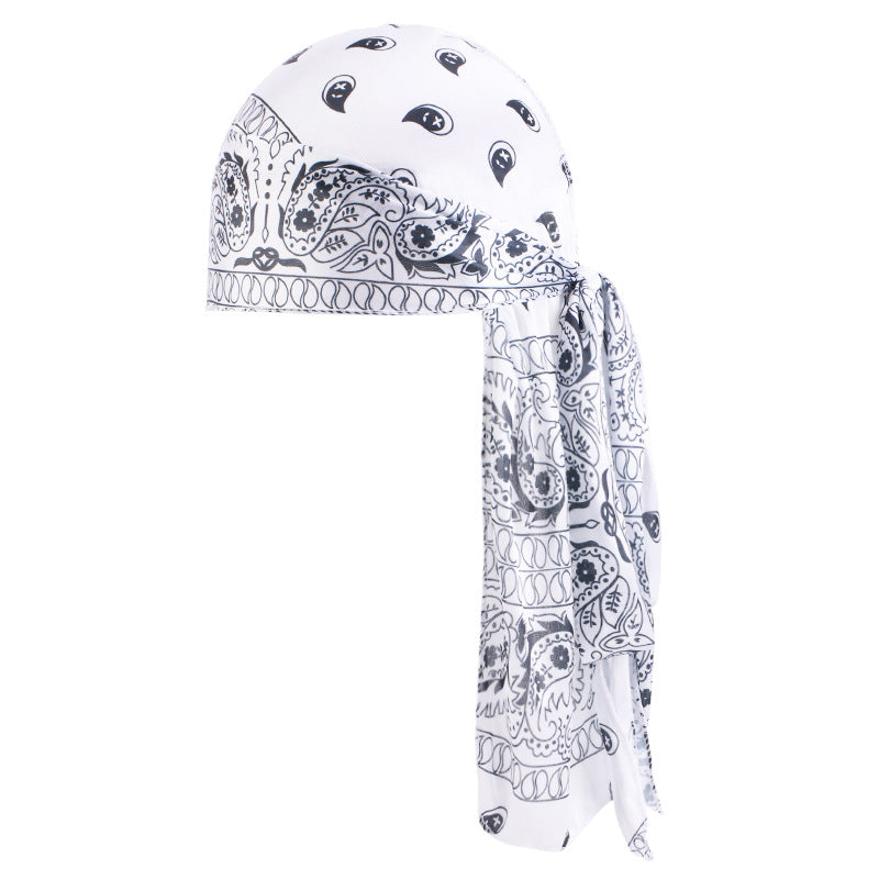 European and American Fashion Cashew Flower Amoeba Printing Silk Thin Pirate Hat Strap Tapes JDT-05-3J