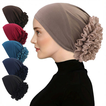Amazon Cross-Border Hat Chiffon Large Floral Headscarf Hat Hair Loss Cap Head Wrap Postpartum Hat Jdt-504