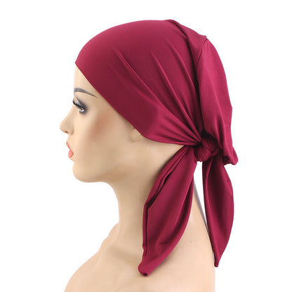 Cross border new solid color double-layer elastic ribbon headscarf cap strap headband hair care cap JDT-29