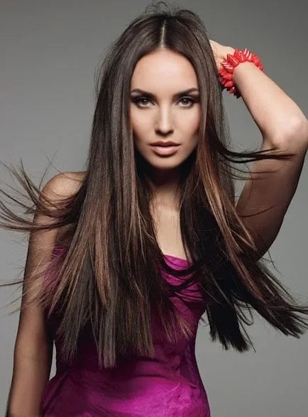 Pretty Glamour Long Silky Straight Silky Straight 100% Human Hair Lace Wig 24 Inches