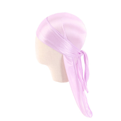 Children's Imitation Silk Pirate Hat Durag Long Tail Turban Hip Hop Cape Hat K-11