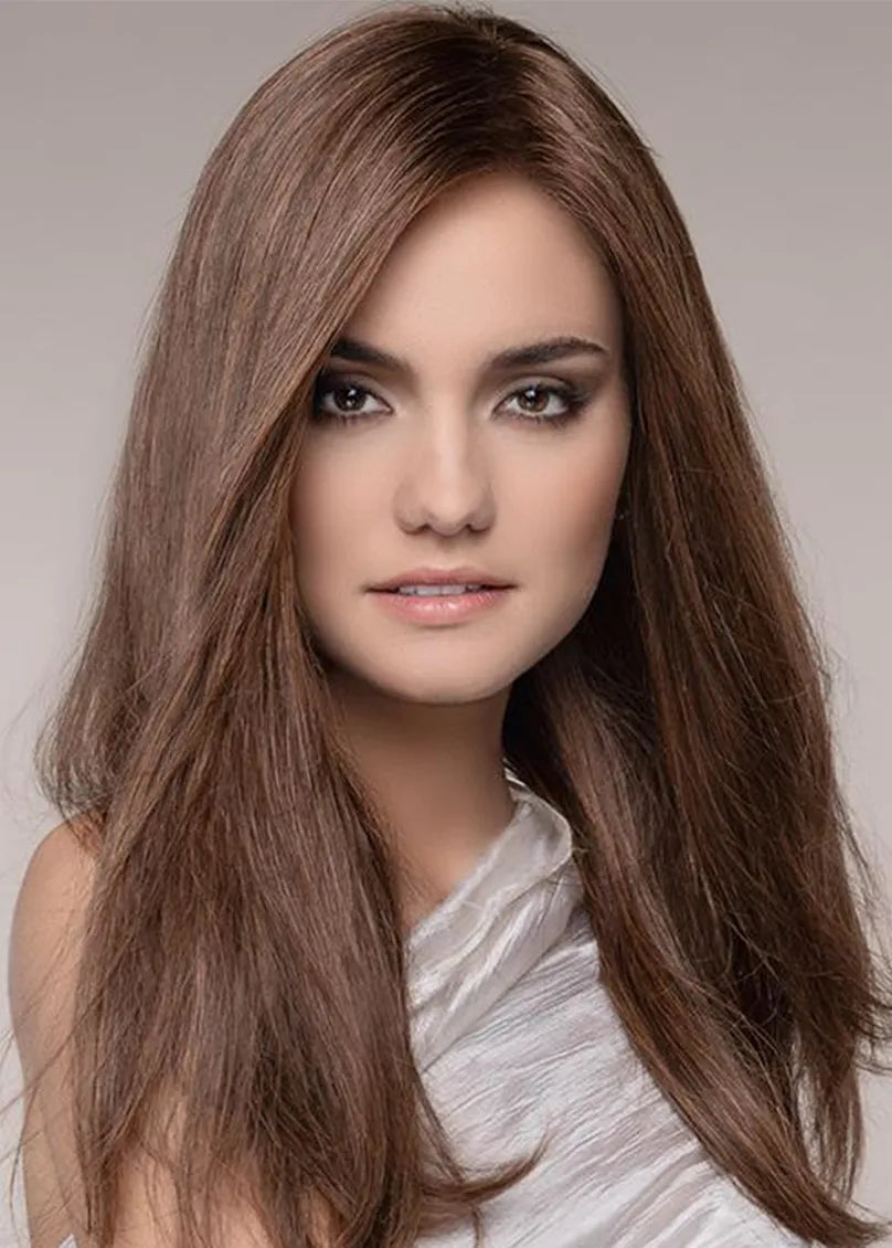 Women's Long Length Slik Straight Human Hair Capless Wigs 24Inch