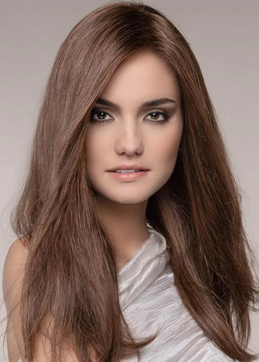 Women's Long Length Slik Straight Human Hair Capless Wigs 24Inch