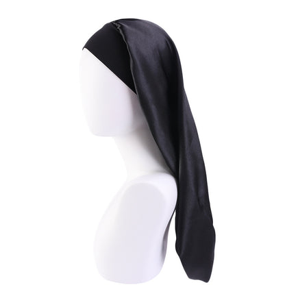 AliExpress Hot Sale High Stretch Wide-brimmed Long Barrel Hat Imitation Silk Stretch Nightcap Headscarf Hat