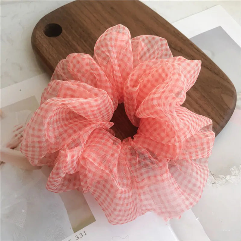 Korean Style Lady/Women's Plaid Pattern Yarn Material Hair Rope Accessories