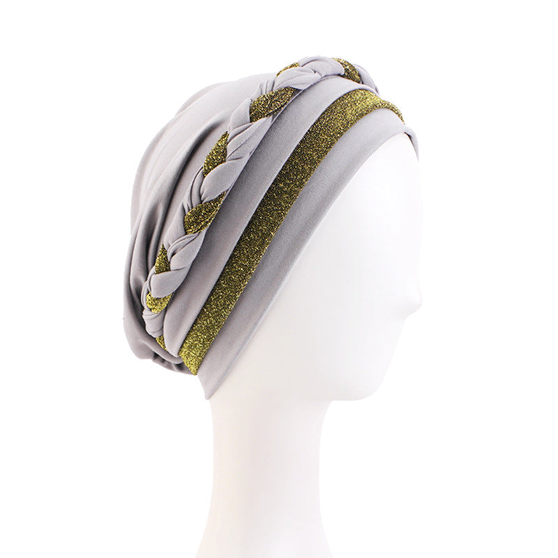 Amazon Supply African Style Shiny Silk Turban Style Turban Hat Braided Chemotherapy Hat Confinement Hat