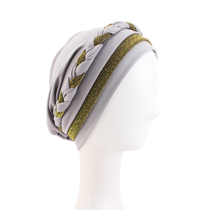 Amazon Supply African Style Shiny Silk Turban Style Turban Hat Braided Chemotherapy Hat Confinement Hat