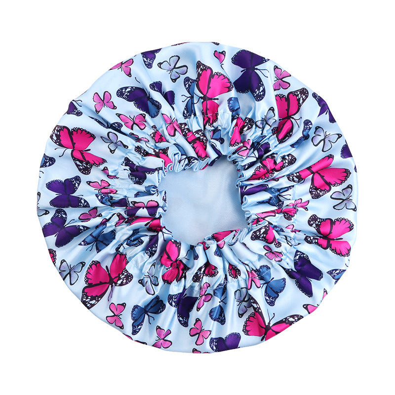 Children's Double-Layer Satin Butterfly Print Sleep Cap, Hair Care Headscarf, Shower Cap Jdkb-16G