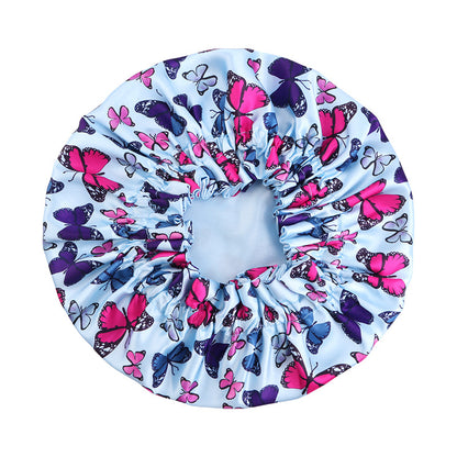 Children's Double-Layer Satin Butterfly Print Sleep Cap, Hair Care Headscarf, Shower Cap Jdkb-16G