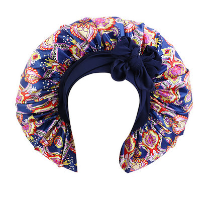African Print Sal Nightcap Large Stretch Ribbon Tape Cap Strap Shower Cap JDB-408J