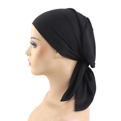 Cross border new solid color double-layer elastic ribbon headscarf cap strap headband hair care cap JDT-29