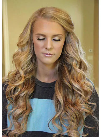 Fascinating Super Long Deep Wave Lace Front Synthetic Wig 28 Inches