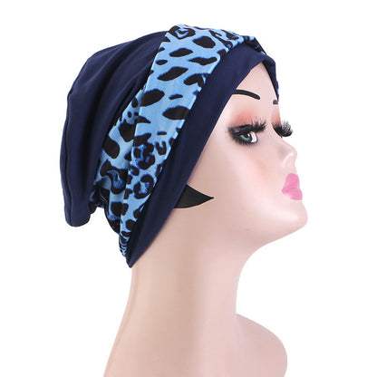 Cross border Bohemian style leopard print headscarf cap elastic toe cap hair care cap JDT-505A