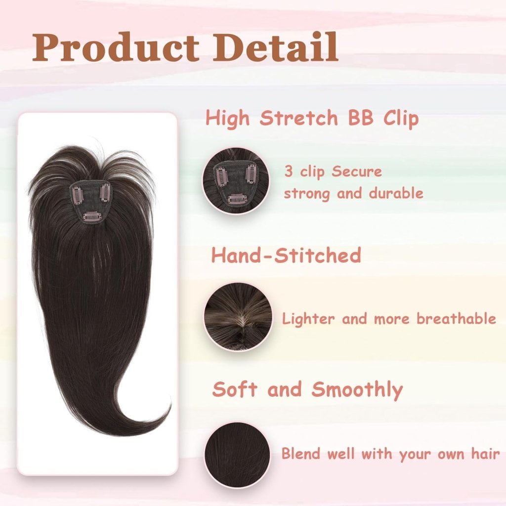 Hair Topper with Bangs Hair Clip 360° 3D Cover Fluffy Wigs Hair Piece with Thinning Hair