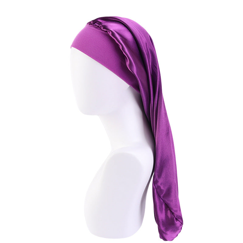 AliExpress Hot Sale High Stretch Wide-brimmed Long Barrel Hat Imitation Silk Stretch Nightcap Headscarf Hat