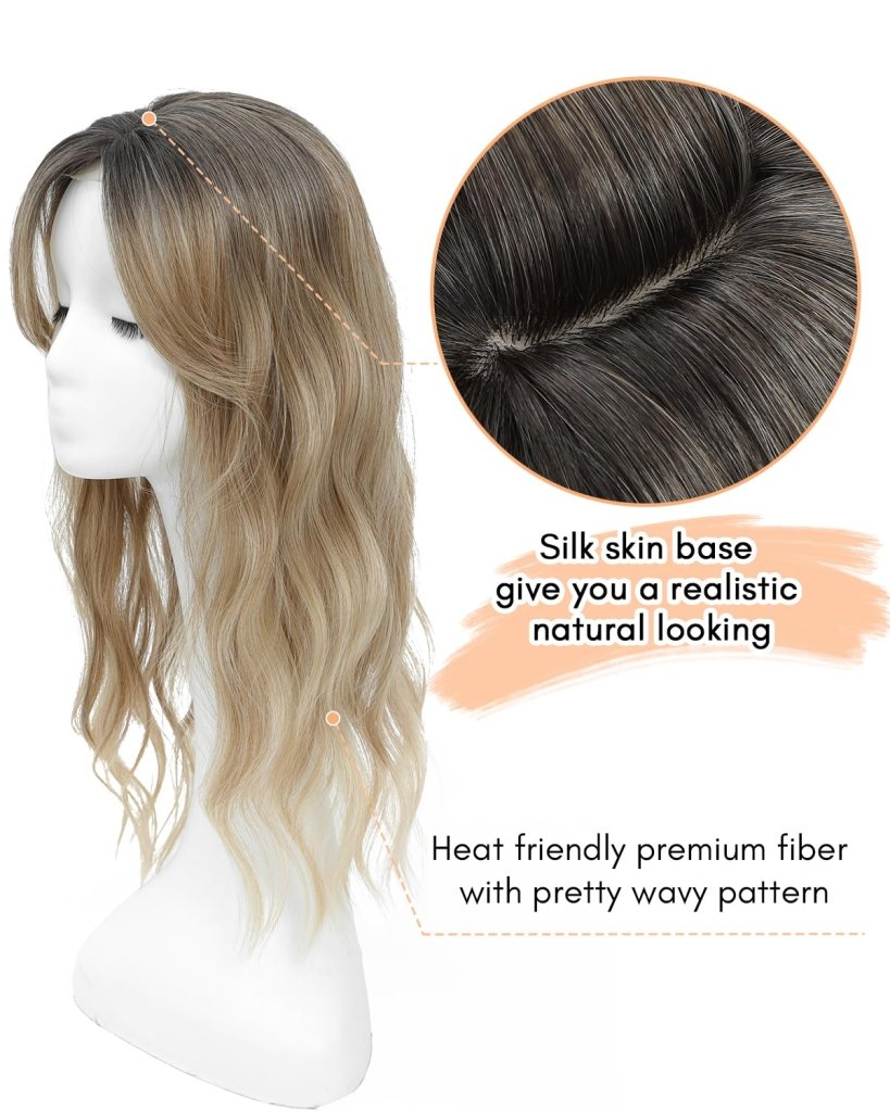 20Inch Wavy Hair Topper for Women Add Volume&Cover Thinning Hair with Natural Looking Hair Piece