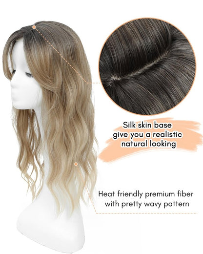 20Inch Wavy Hair Topper for Women Add Volume&Cover Thinning Hair with Natural Looking Hair Piece