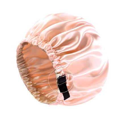 Satin nightcap invisible flat adjustable buckle artificial silk double-layer round hat shower cap beauty hair hat