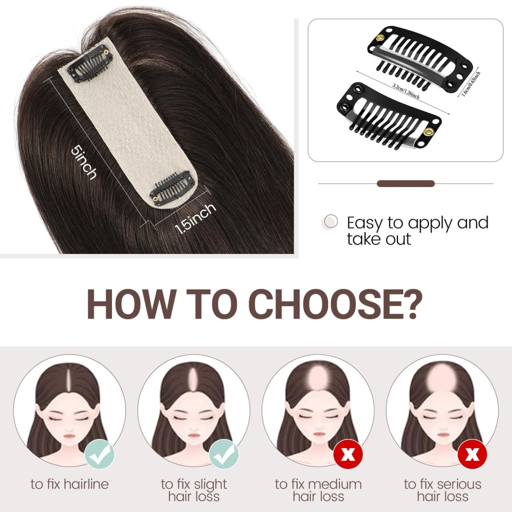 Hair Toppers for Women Real Human Hair 16 Inch for Thinning Hair