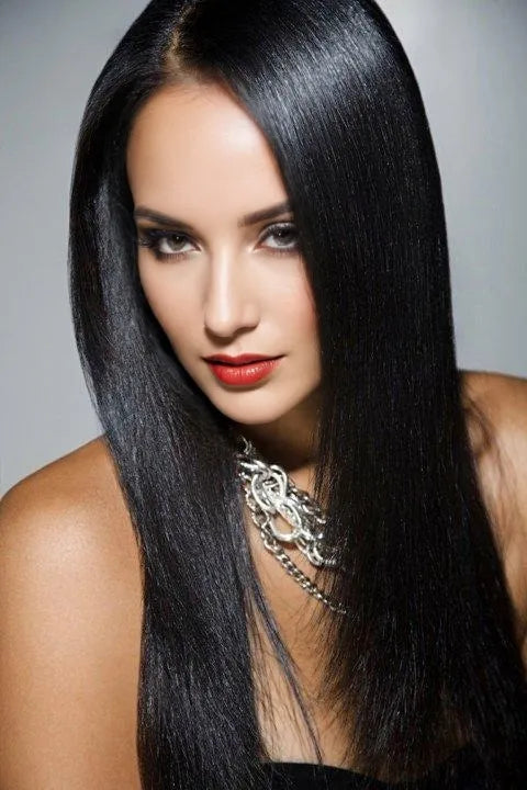 100% Indian Human Hair Glamorous Long Yaki Straight Layered Cut Lace Wig 20 Inches