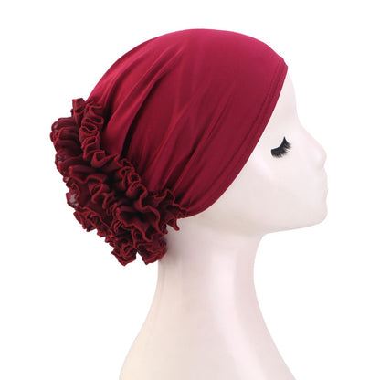 Amazon Cross-Border Hat Chiffon Large Floral Headscarf Hat Hair Loss Cap Head Wrap Postpartum Hat Jdt-504